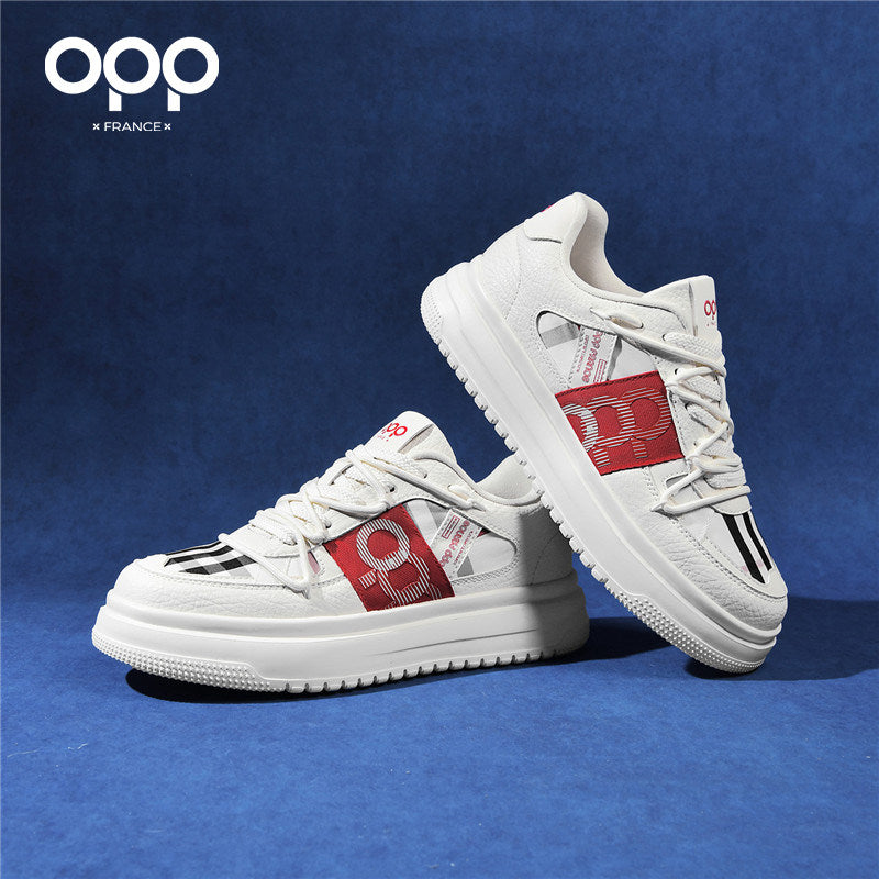 OPP men's shoes spring black sports platform low-top casual versatile high-end trend original leather board shoes for men