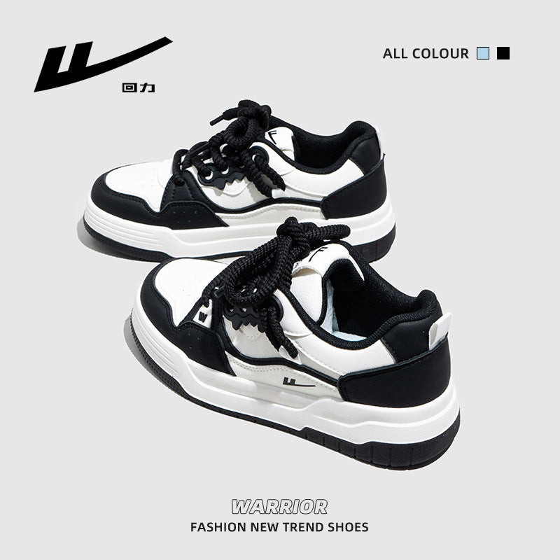 Pullback fashion versatile board shoes, black and white trendy design platform student shoes, four-season breathable casual shoes, women's shoes