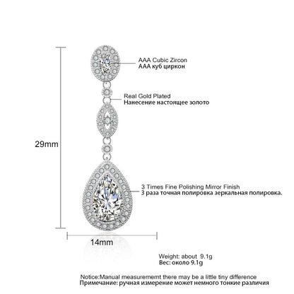 RAKOL European and American Classic Vintage Long Water Drop Zircon Earrings Feminine Bridal Banquet Dress Wedding Dress Earrings