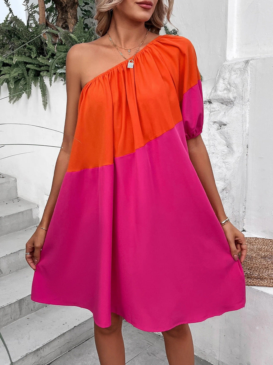 Verão Contrast Resort Dress 2025 - Short Sleeve A-Line