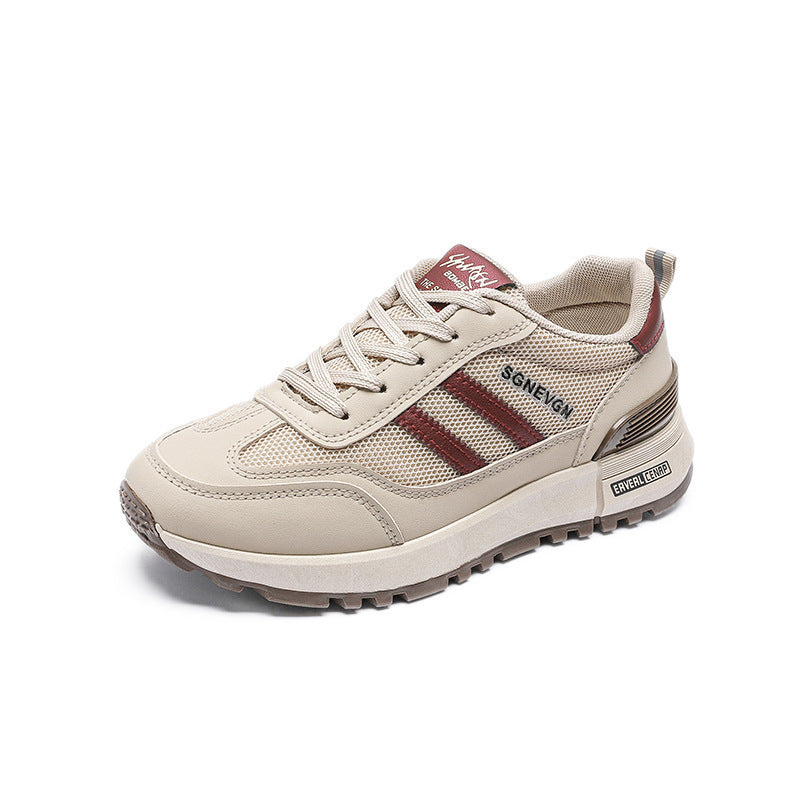 Ténis de plataforma respirável estilo "dad shoes" para a primavera de 2025, versão coreana, para viagens e corrida, com sola retro macia, inspirado no modelo Forrest Gump, para mulheres que viajam para o estrangeiro.