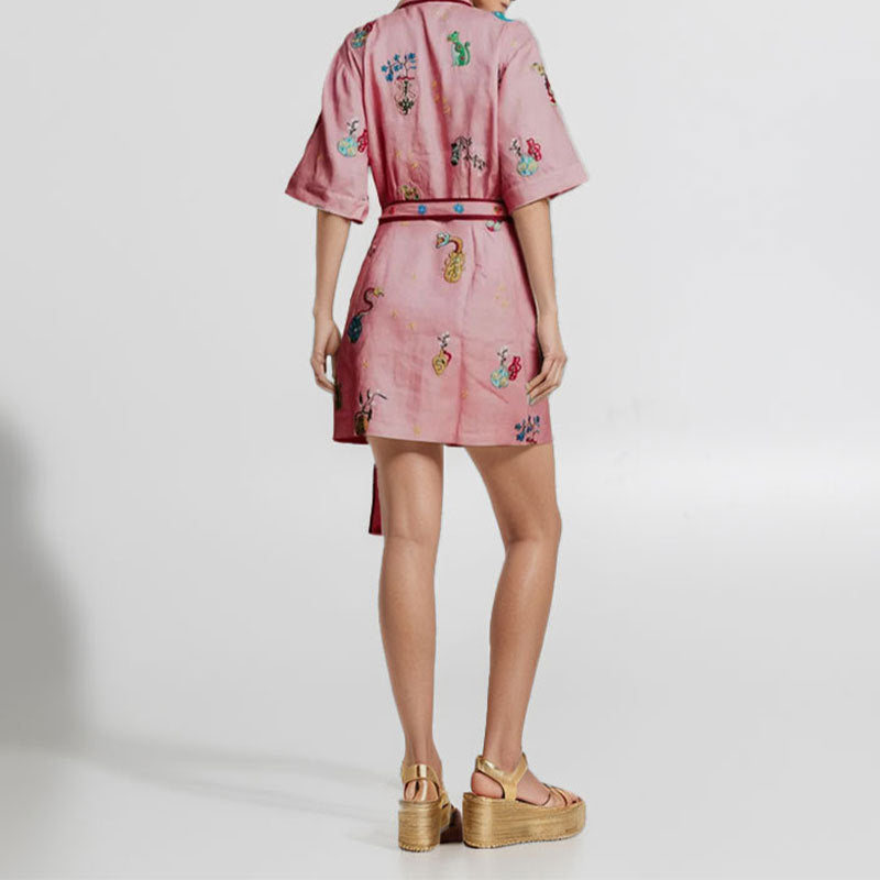 European and American clothing cross-border 2026 AliExpress independent station fashion casual print cardigan short European and American dress women