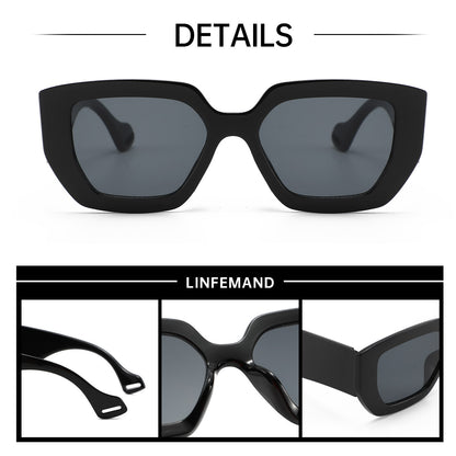 Oversized square frame sunglasses women's 2025 cross-border new product personality thick temples Internet celebrity trend street photography plain sunglasses