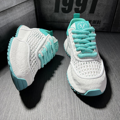 Tecidos sapatos casuais 2025 nova malha chinesa confortável sapatos de pai trabalho de negócios namoro deslocamento ultraleve sapatos de tabuleiro para homens