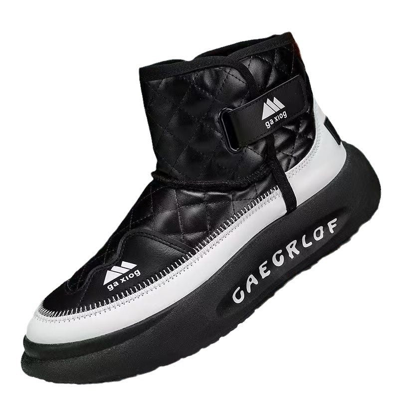 Cotton Shoes Winter New Men's Shoes Men's Casual Leather Shoes High Top Martin Boots Sneakers Men's Korean Version Versatile Black Shoes