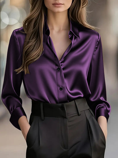 Amazon popular women's shirt, simple and fashionable business office long-sleeved shirt, elegant temperament, casual