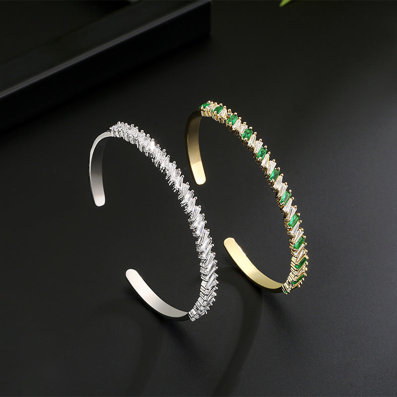 Cross-border European and American fashion full diamond marqueseye opening bracelets, adjustable latriche opening light luxury elegant factory wholesale