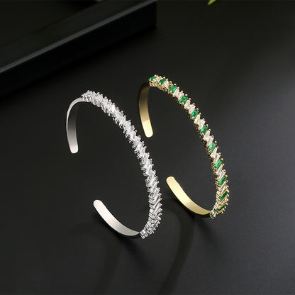 Cross-border European and American fashion full diamond marqueseye opening bracelets, adjustable latriche opening light luxury elegant factory wholesale