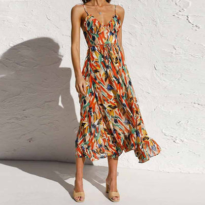 European and American Clothing 2025 Summer New Dress Amazon Fashion Print Sexy Slip Dress Women 661