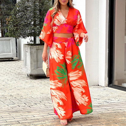 2026 spring suit, European and beautiful clothing, new printed temperament, commuting high-waisted, sexy fashion casual suit