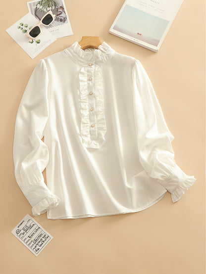 Amazon foreign trade European and American women's clothing wishAliExpress ebay shirt ruffles are versatile and elegant business fashion lining