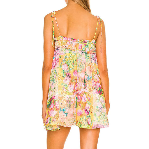 Amazon 2025 Spring New Cross-border European and American Women's Temperament Fashion Printed Loose Slip Dress