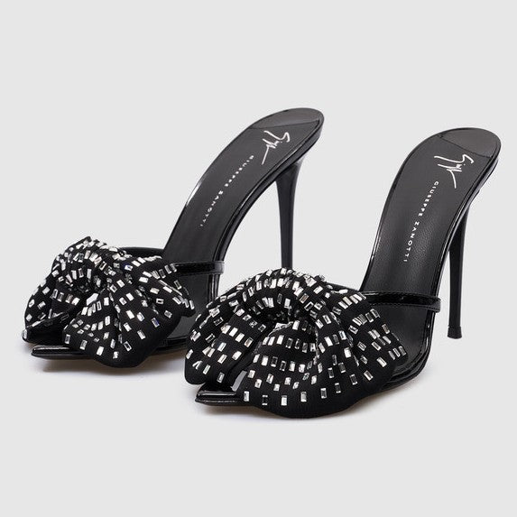 Sexy rhinestone butterfly crystal flower pointed toe high heels 2026 summer new cross-border stiletto open toe sandals