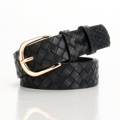 Women's alloy pin buckle belt, fashion trend, versatile belt, color choice, personalized imitation weave women's belt