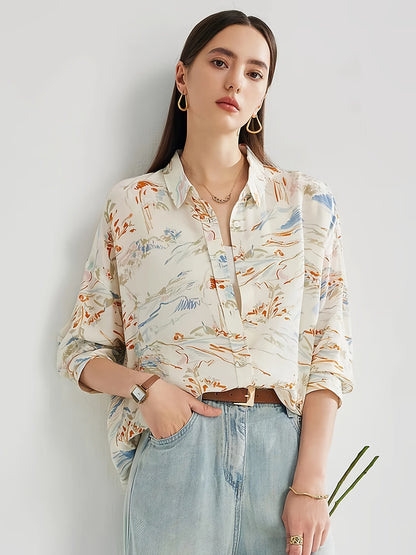 Cross-border European and American full print, a variety of pattern options, long sleeves loose casual top shirt