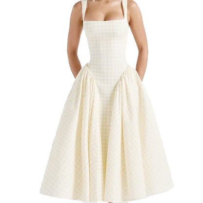 Elegante vestido francês estampado da Amazon, coleção primavera 2025, com novidades da moda europeia e americana.