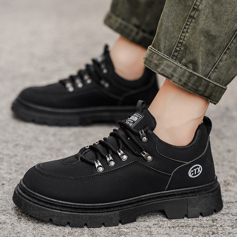 Martin Boots 2026 New Men's Low-Top British Casual Black Workwear Motorcycle Boots Height-Increasing Rider Boots for Men
