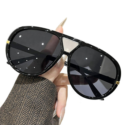 Large Frame Pilot Sunglasses for Women, New European and American Dual-Beam Personalized Sunglasses, Street Style Versatile Sun Protection Sunglasses