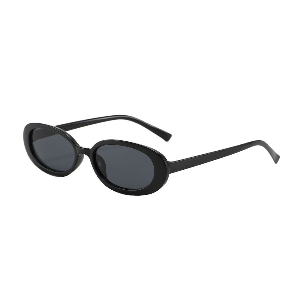 3-piece set oval frame sunglasses for women, popular internet celebrity sunglasses for street photography, classic vintage Hong Kong style sunglasses