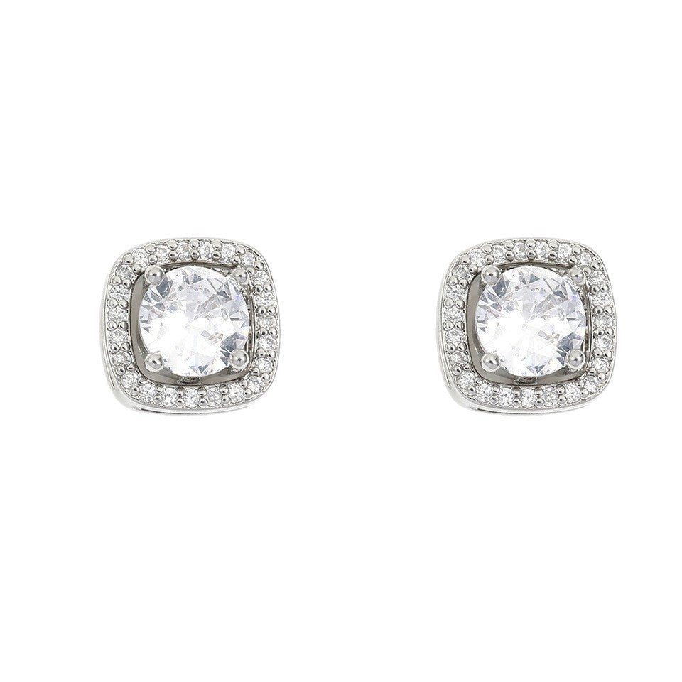 RAKOL European and American cross-border square high-quality zircon fashion commuter earrings for women, light luxury, niche, and indifferent style in stock