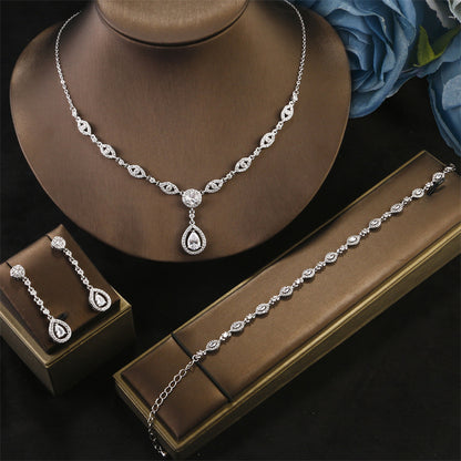 RAKOL cross-border AliExpress best-selling Waterdrop Haoshi three-piece set, niche versatile exquisite accessories wholesale