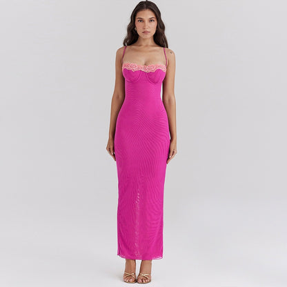 Foreign trade European and American women's clothing 2023 summer new long skirt lace wrap skirt sexy dress women