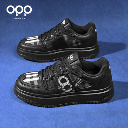 OPP men's shoes spring black sports platform low-top casual versatile high-end trend original leather board shoes for men