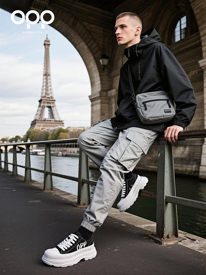 OPP men's shoes spring men's platform heightening classic trend outdoor sports leisure leather high-end ruffian handsome board shoes