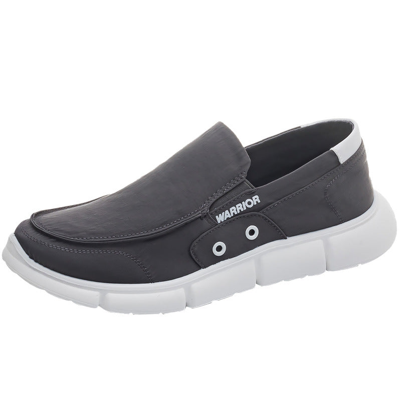 Pullback lightweight and comfortable middle-aged and elderly canvas shoes are simple and breathable, lazy shoes are versatile, easy to put on and take off, casual platform shoes