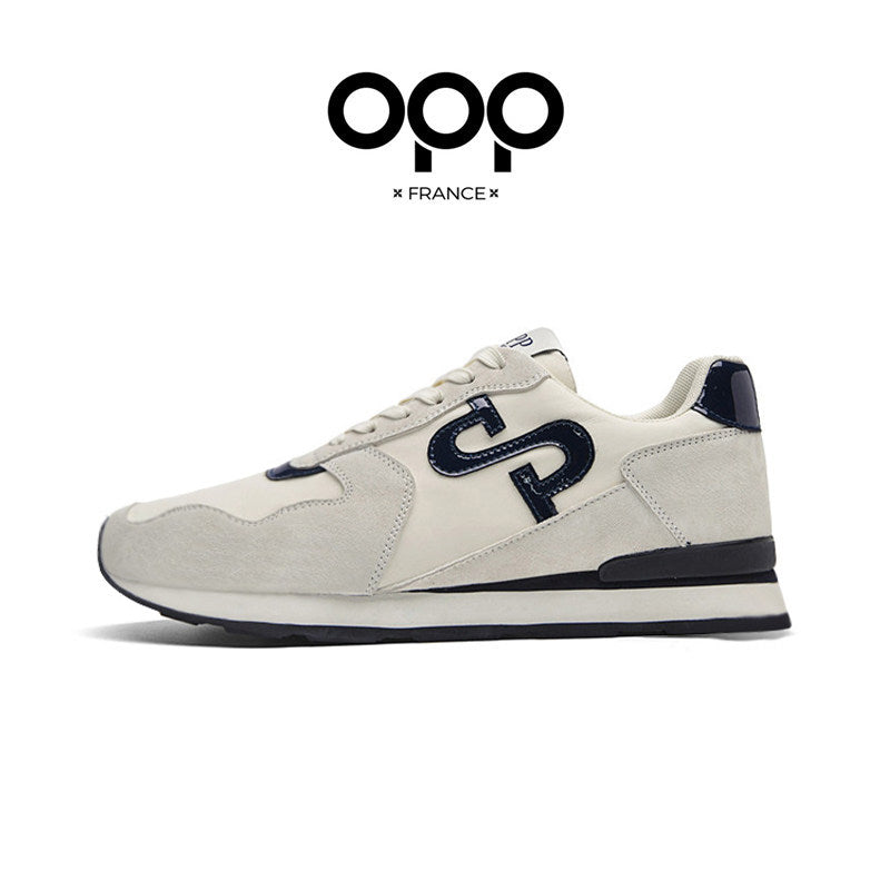 OPP Men's Shoes Spring 2026 New Leather Men's Sports Running Casual Shoes Fashion Versatile Color-Blocked Forrest Gump Shoes