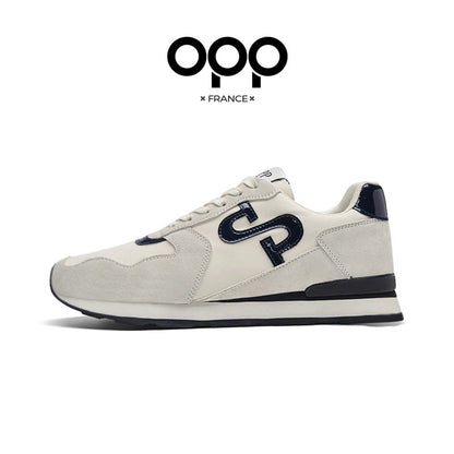 OPP Men's Shoes Spring 2026 New Leather Men's Sports Running Casual Shoes Fashion Versatile Color-Blocked Forrest Gump Shoes