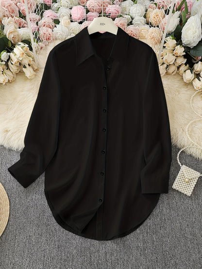 2024 AliExpress wish Amazon Hot Seller: Four-season fashionable minimalist irregular women's shirt, long sleeve, plus size