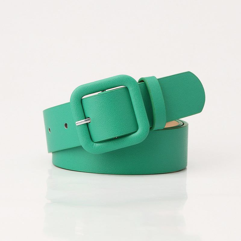 New Simple Luxury Belt Women's Square Buckle Candy Color Versatile Decorative Belt Fashionable and Elegant Belt Women