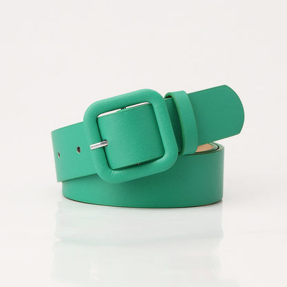 New Simple Luxury Belt Women's Square Buckle Candy Color Versatile Decorative Belt Fashionable and Elegant Belt Women