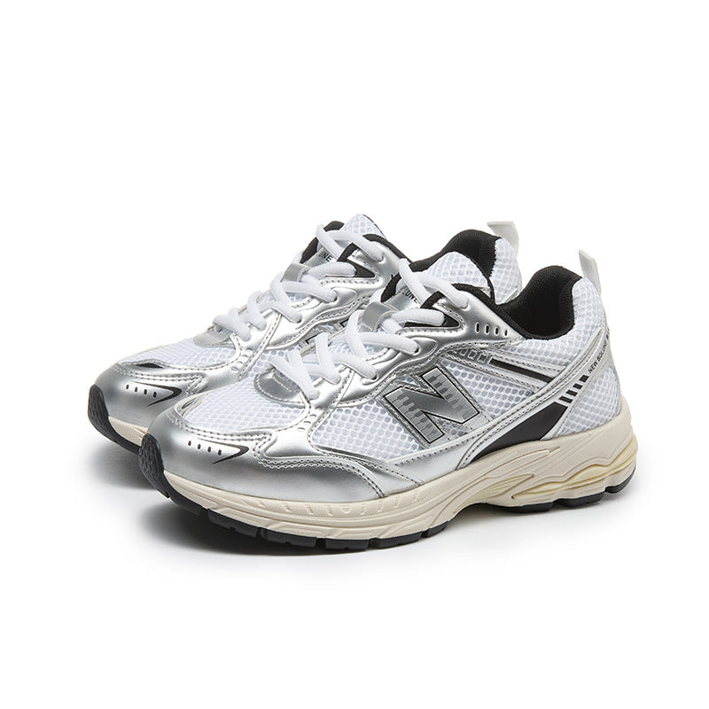 Primavera e outono New Balance Cool Running Sneakers Feminino Nova Malha Respirável Outdoor Sapatos Femininos Retro Daddy Shoes Modelos Explosivos