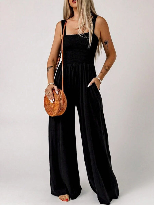 The new 2024 autumn and winter Amazon upper body is packed with solid color wide-leg trousers, simple commuting style, high-waisted suspender body, and a one-piece