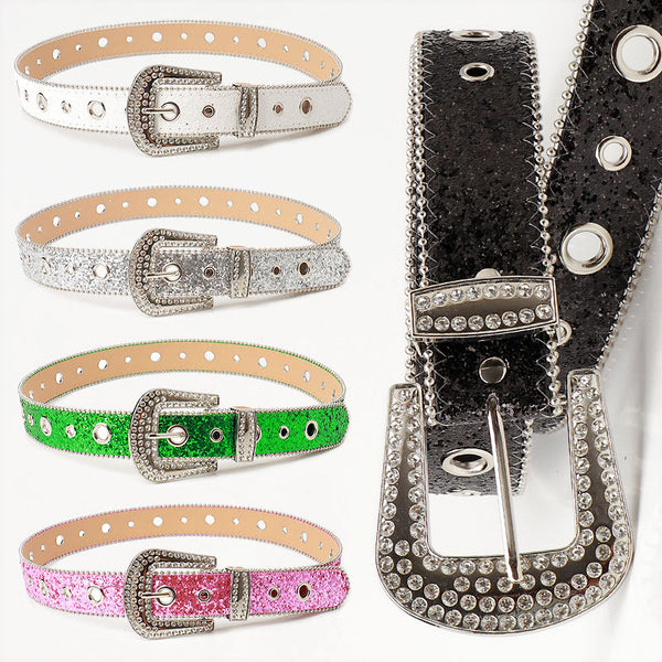 Cross-border super shiny squins belt, women's high-end skirt accessories, women's belt, European and American fashion, rhinestones, babes belt | Ciaura
