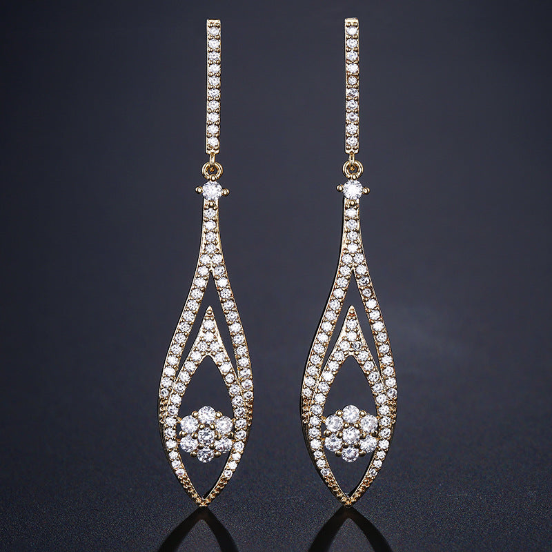 New women's earrings, diamond-studded lupine teardrop-shaped tassel earrings, Baroque court style, multicolor versatile earrings