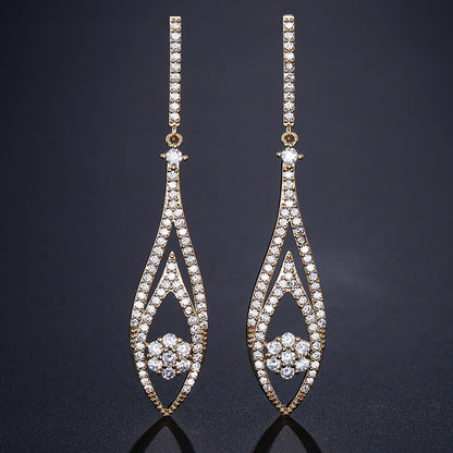 New women's earrings, diamond-studded lupine teardrop-shaped tassel earrings, Baroque court style, multicolor versatile earrings