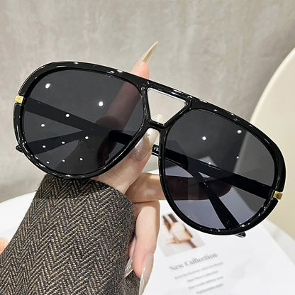 Large Frame Pilot Sunglasses for Women, New European and American Dual-Beam Personalized Sunglasses, Street Style Versatile Sun Protection Sunglasses