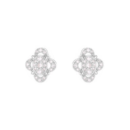 RAKOL Niche Design, Exquisite Hollow-Out Zircon Floral Earrings, Light Luxury Style Studs, Compact and Versatile Earrings