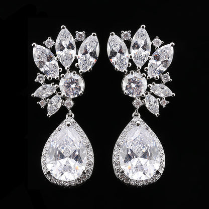 New women's earrings, diamond-studded lupine teardrop-shaped tassel earrings, Baroque court style, multicolor versatile earrings