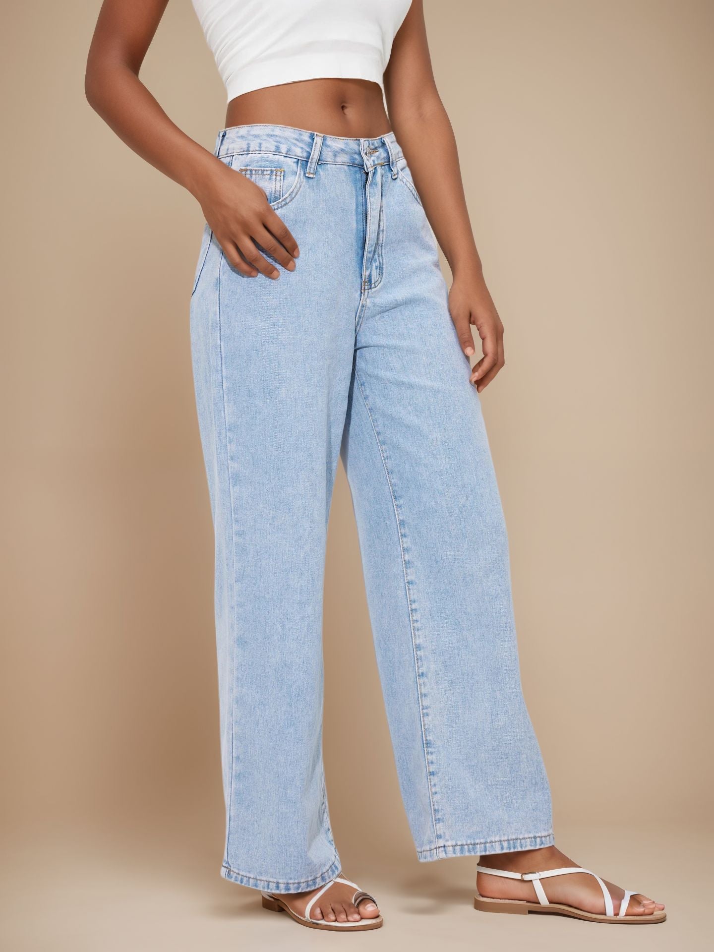 SPOT HONG KONG STYLE JEANS CROSS-BORDER EUROPEAN AND AMERICAN WOMEN'S INS STRAIGHT LEG LOOSE HIGH-WAISTED DENIM PANTS WOMEN JEANS