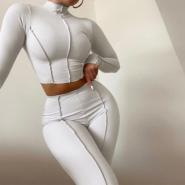 European and American cross-border foreign trade leisure suit women's 2021 autumn new fashion design high-waisted slim pants suit women