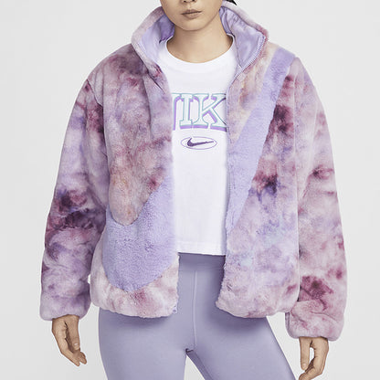 NIKE Women's stand-up collar cropped winter casual loose warm jacket jacket HQ4871-515-663