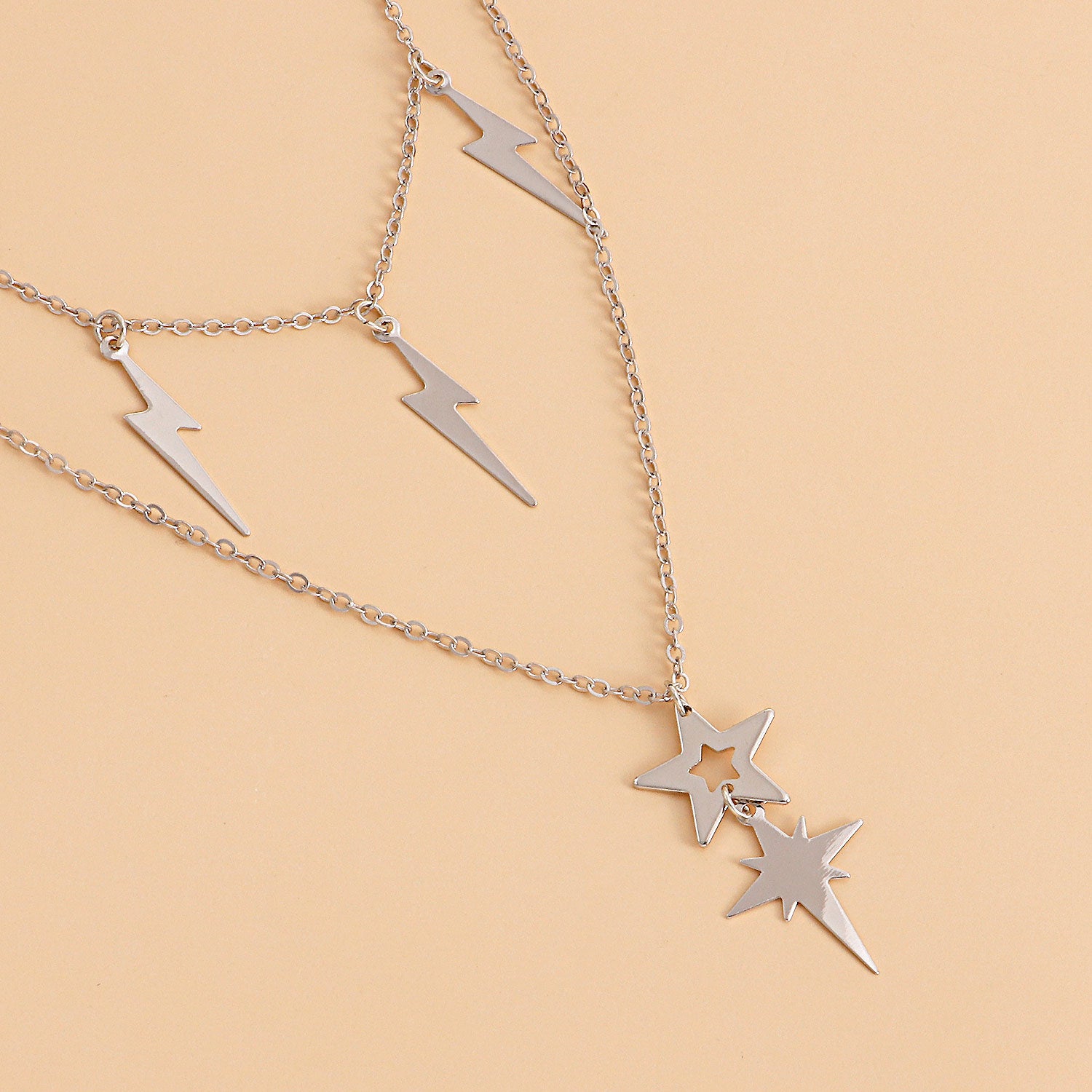 Lightning stars stacked multi-layer necklaces European and American new products simple tassel trend clavicle chain set necklace women's accessories