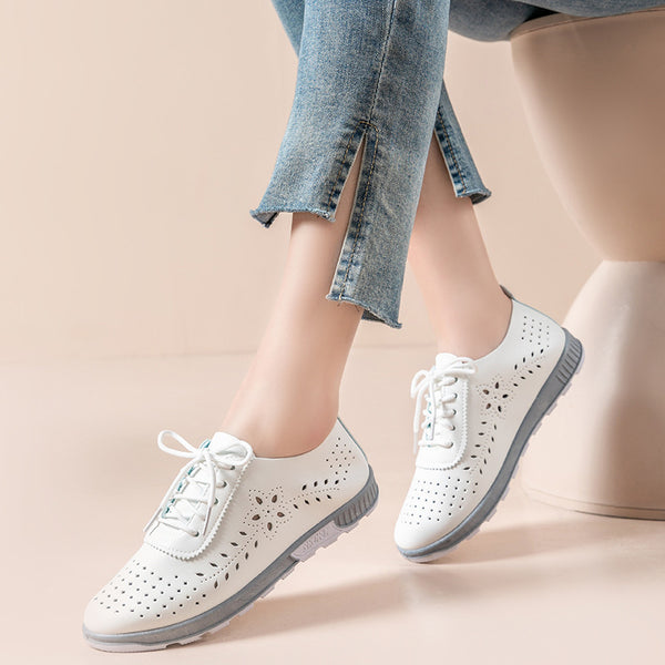 Cross-border plus size women's shoes women's cut-out hole shoes summer sandals breathable casual shoes soft soles lightweight mom shoes