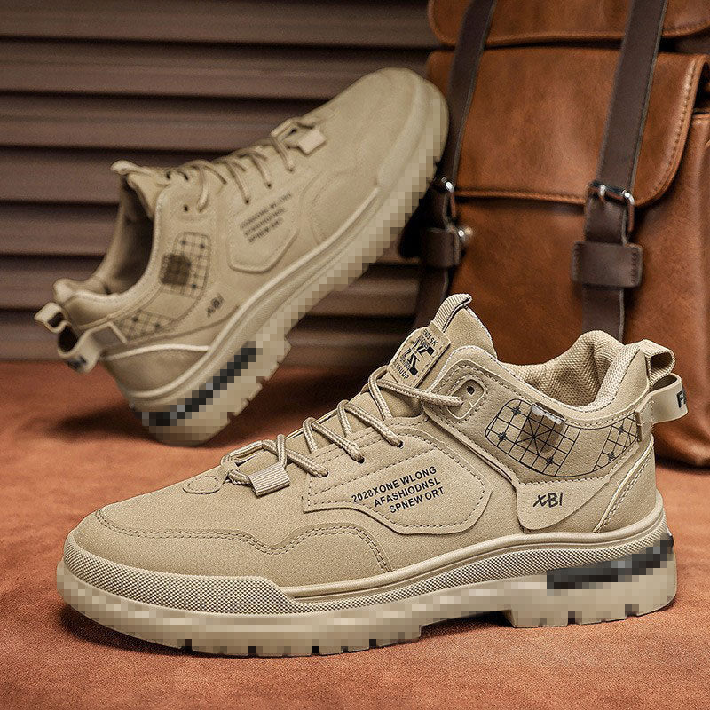 High-top boots 2026 spring new wear-resistant workwear non-slip men's hiking casual shoes, versatile outdoor height-increasing shoes