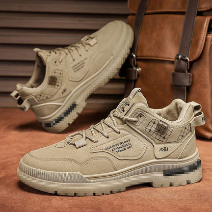 High-top boots 2026 spring new wear-resistant workwear non-slip men's hiking casual shoes, versatile outdoor height-increasing shoes