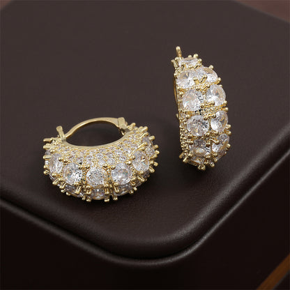 Personality, fashion, light luxury earrings, versatile, high-end earrings, Korean version, new zircon bag, temperament, niche earrings
